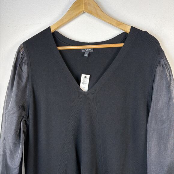 Talbots womens 2X sheer sleeves designer cocktail party Sweater Top Black NWT - Picture 5 of 13